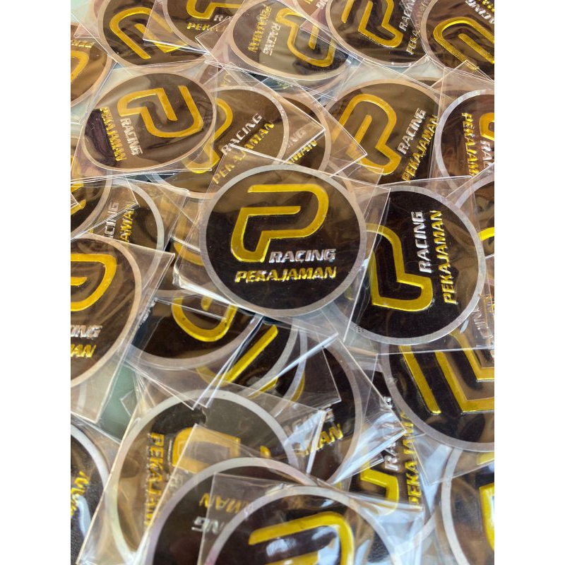 EMBLEM PEKAJAMAN RACING MUFFLER EMBLEM KNALPOT PEKAJAMAN ASLI TIMBUL TEBAL
