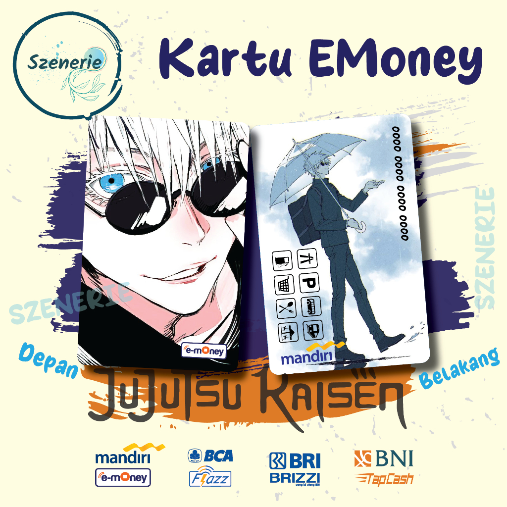 Emoney Gojo Satoru Jujutsu Kaisen JJK Flazz gen 2 Kartu E-money Mandiri BCA Tapcash BNI Brizzi BRI N
