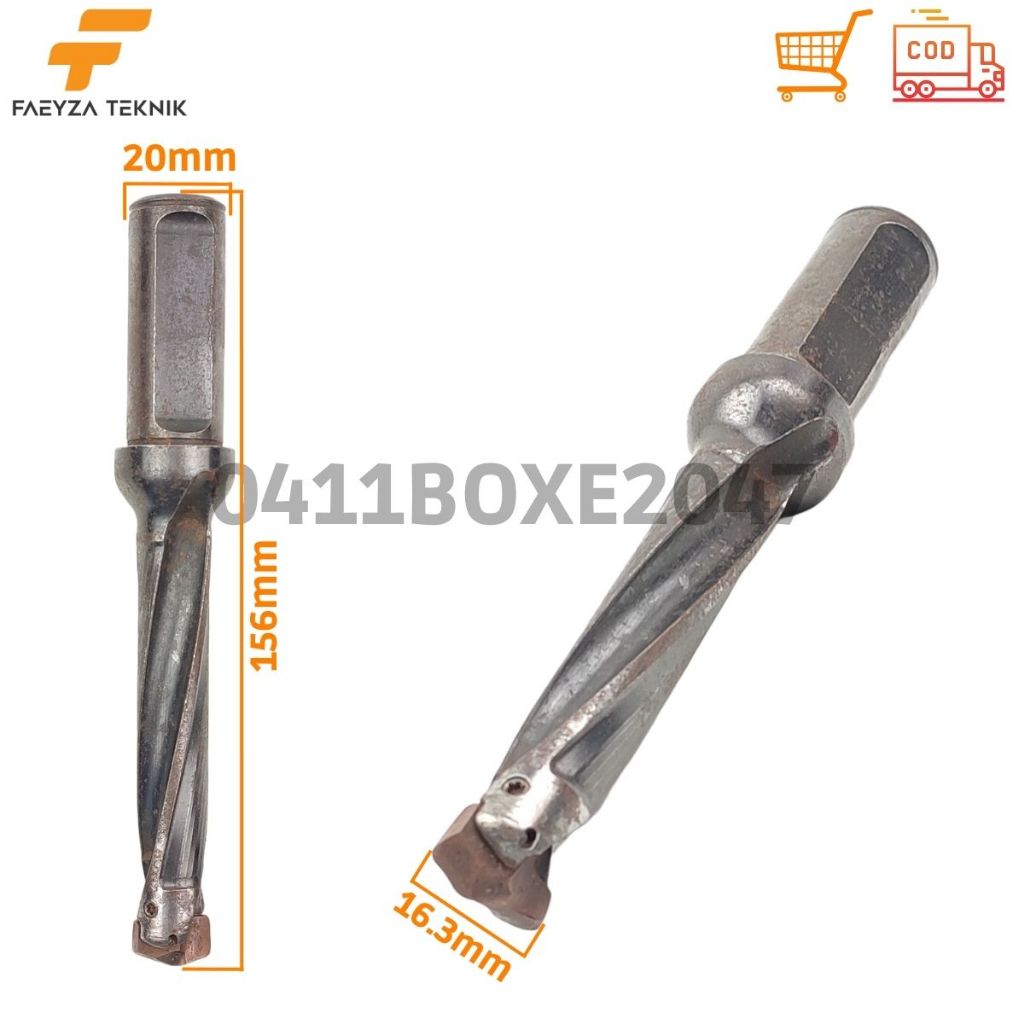Bor Milling Udrill 16.3mm Panjang 156mm Shank 20mm