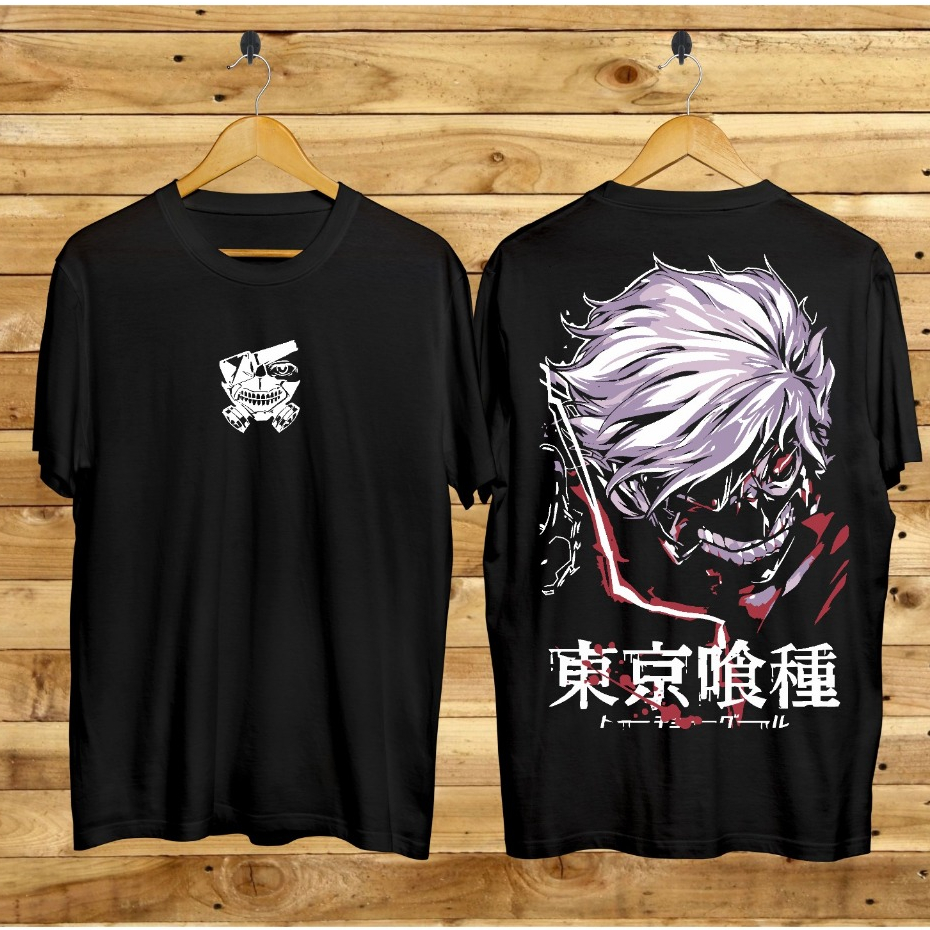 Baju Kaos Distro Pria Wanita Keren Lengan Pendek Anime Kaneki Tokyo Ghoul Terbaru Cewek Cowok Motif 