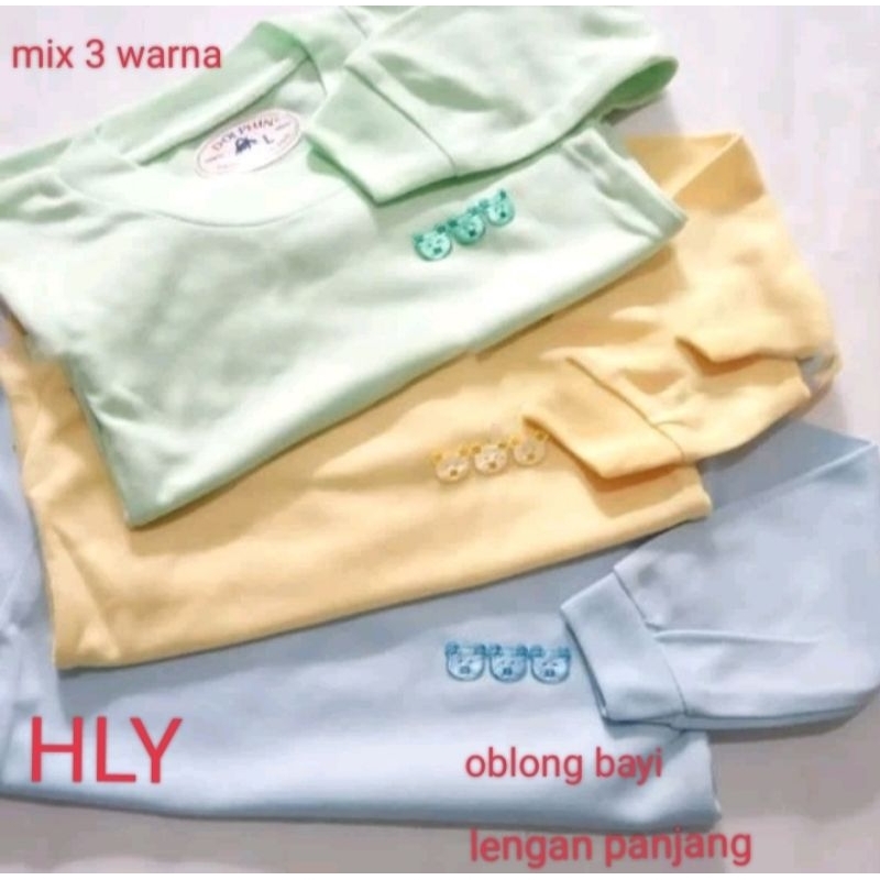 kaos oblong lengan panjang dolphin / 3 pcs kaos bayi / TISUKA/ oblong bayi lengan panjang mix