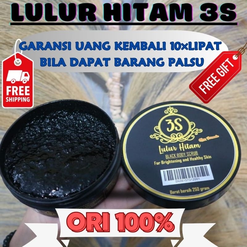 READY STOK‼️ LULUR HITAM 3S 250GRAM | PEMUTIH BADAN PERMANEN | LULUR VIRAL TIKTOK ORI | BODY SCRUB A