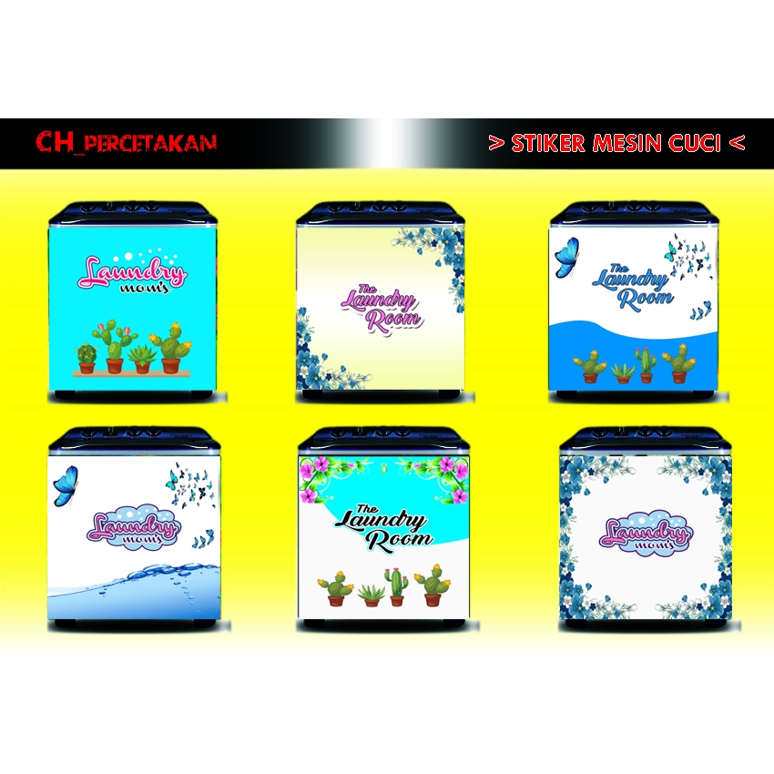 STIKER MESIN CUCI MOTIF LAUNDRY ROOM KAKTUS