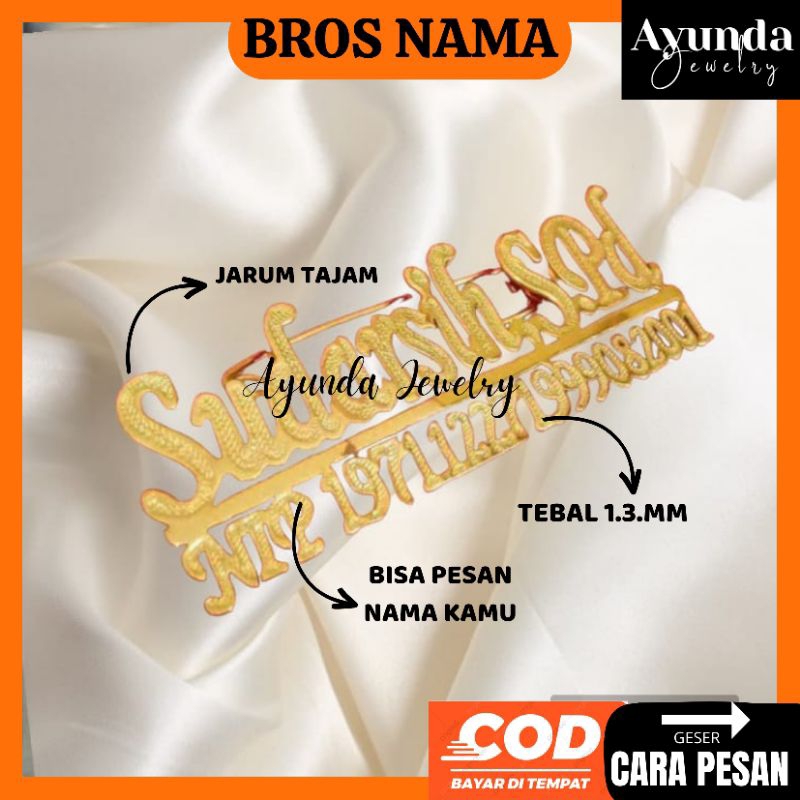 Bros nama Nip Bros Nip Pin Nip lapis emas Bisa custom Bros logo