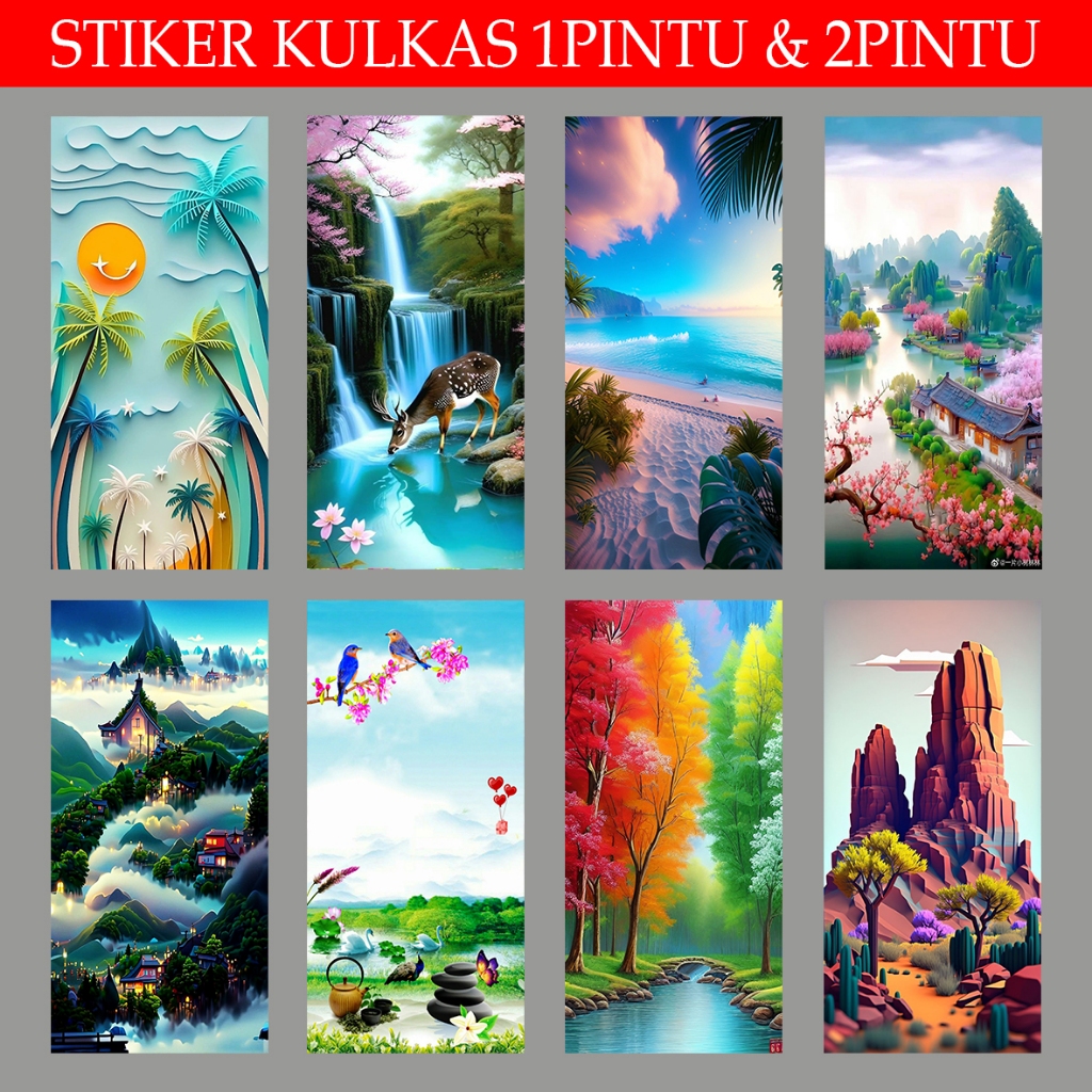 STIKER KULKAS, WALLPAPER KULKAS MOTIF PEMANDANGAN KEREN