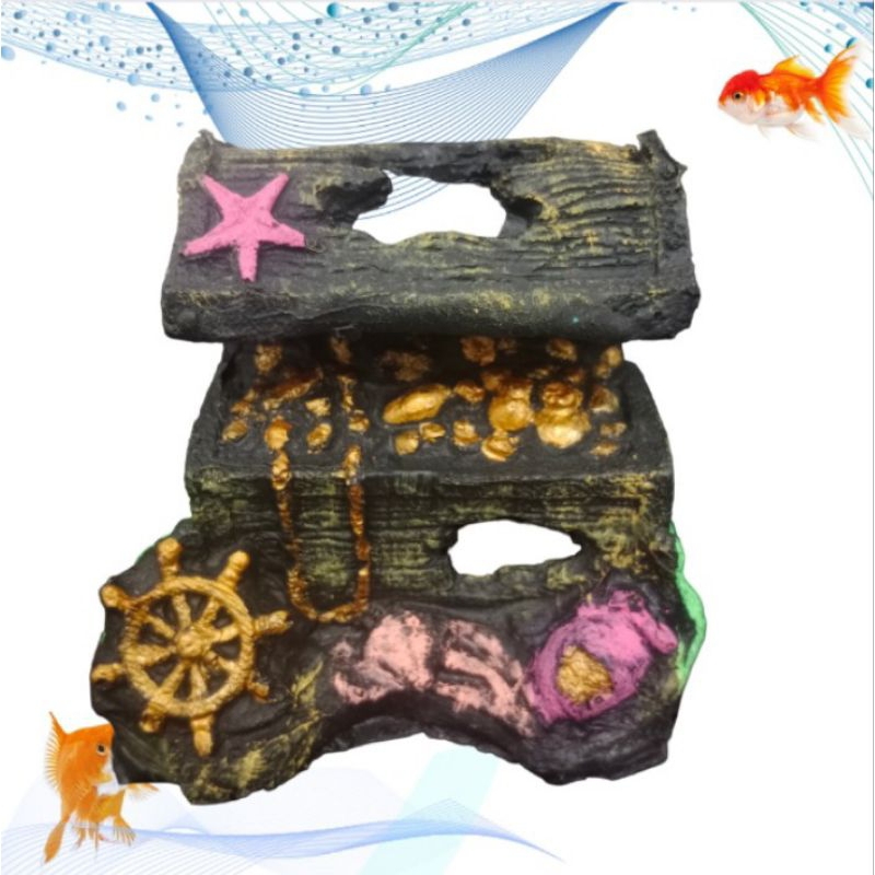 Hiasan aquarium Harta Karun Fiber