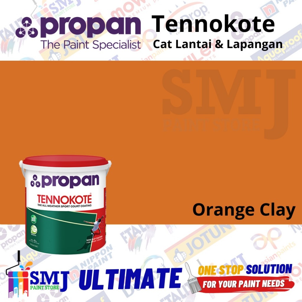 Cat Lapangan Basket, Tennis, Badminton, Futsal PROPAN TENNOKOTE Warna Orange Clay 5kg