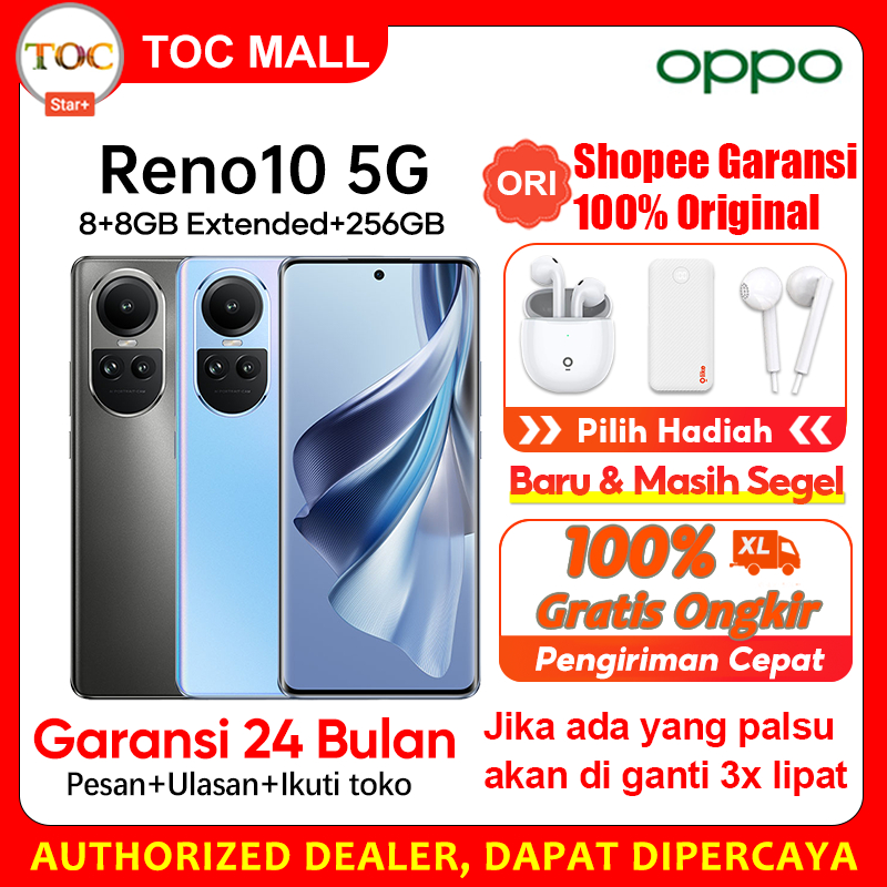 OPPO Reno10 5G 8/256GB NFC 67W SUPERVOOC Flash Charge Pro-Portrait Mode Desain Elegan Garansi Resmi