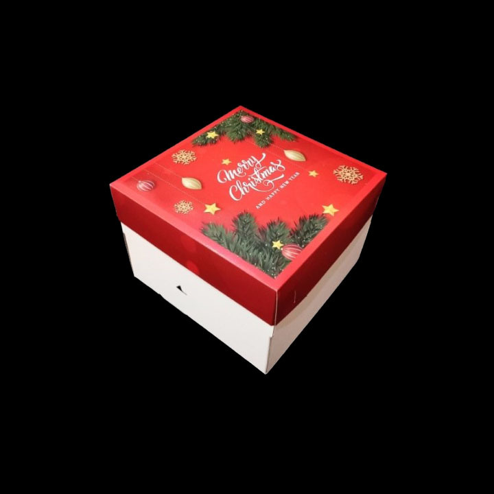 

(5 pcs) kardus kue bolu box cake tart natal dus corrugated putih tutup duplex christmas xmas ukuran 15x15x18cm