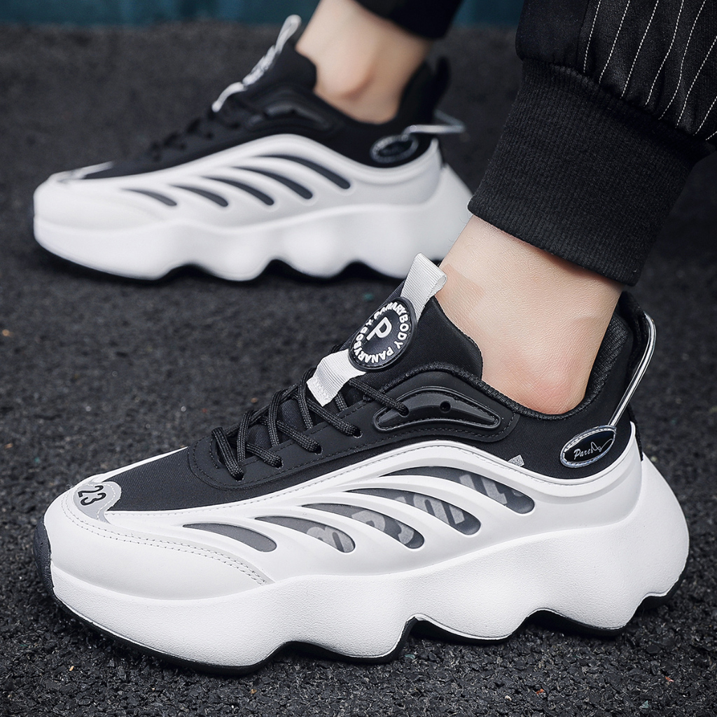 PANARYBODY Sepatu Pria Sol Tinggi Sepatu Empuk  Sneakers Cowok Motif Gelombang Sepatu Fashion QN237