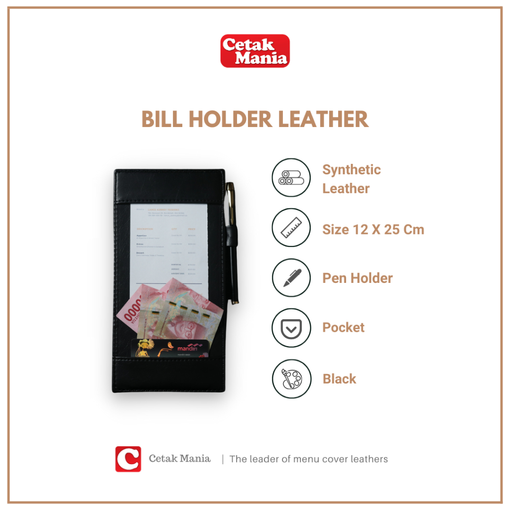 

BILL HOLDER - MODEL ONE VIEW (SATU SISI) DAN MAGNET + KANTONG - COVER BILL KULIT KAYU VINYL - PAYMENT COVER - SIGN PAD - CAFE RESTORAN HOTEL