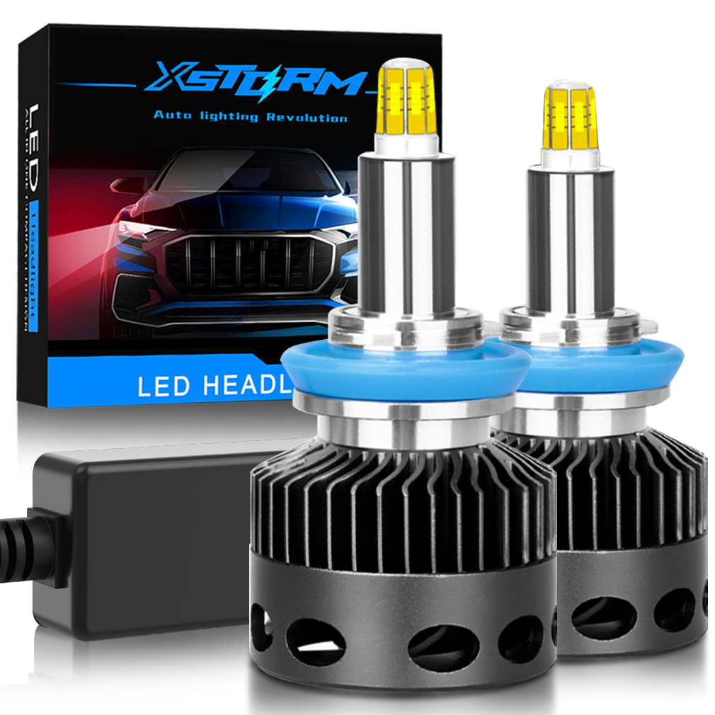 XSTORM 2PCS 100W 25000LM H11 LED 6 Sides 360 Degree 3D Canbus Car Led Headlight H11 Hi and Low beam
