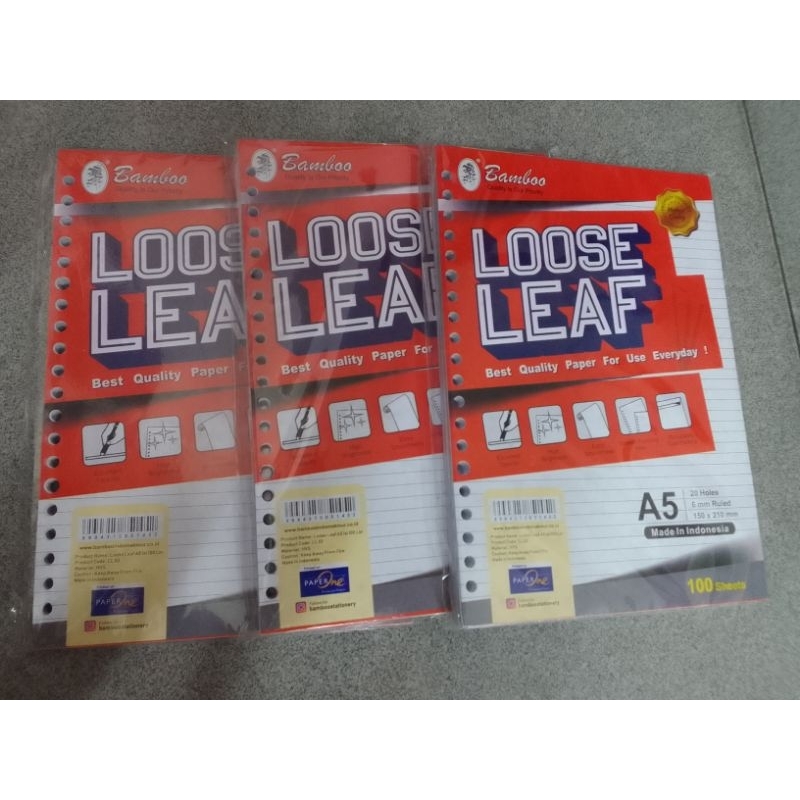 

LOOSE LEAF BAMBO/ ISI MAP BINDER UKURAN A5-50 LEMBAR BERGARIS
