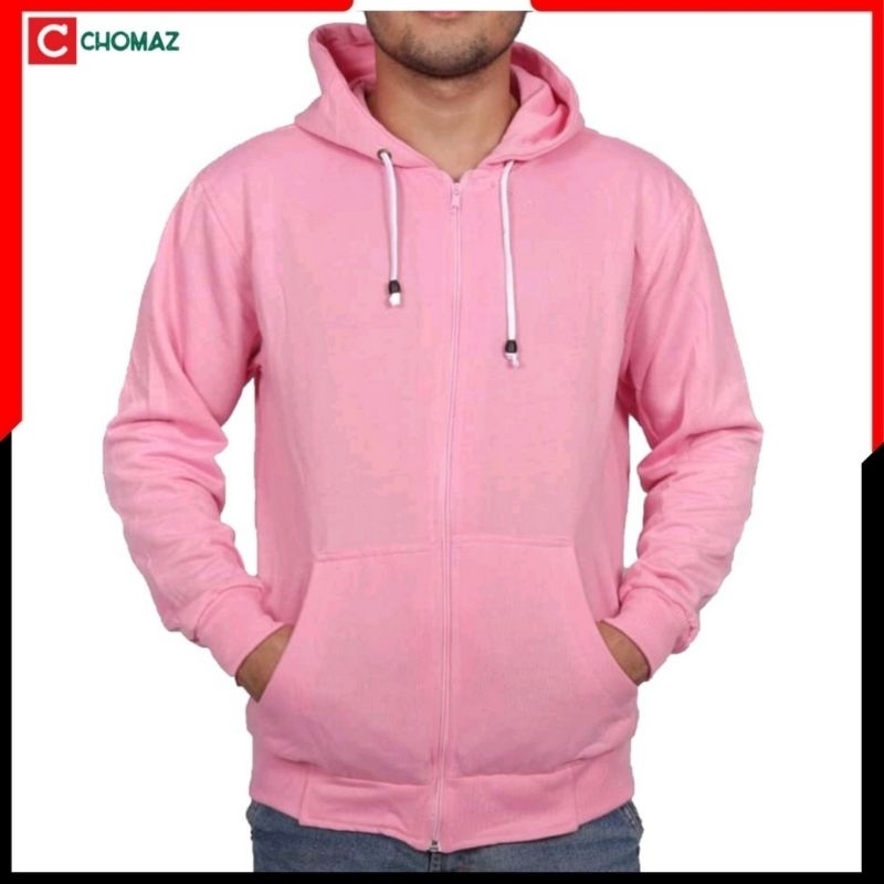 Jaket Fleece Resleting Hoodie Polos Zipper Mint Pria &amp; Wanita Size L XL XXL Chomaz