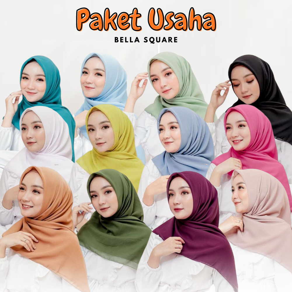 ( 108RB GET 12PC ) HIJAB BELLA SQUARE JILBAB SEGI RMPAT POLYCOTTON BEBAS PILIH WARNA