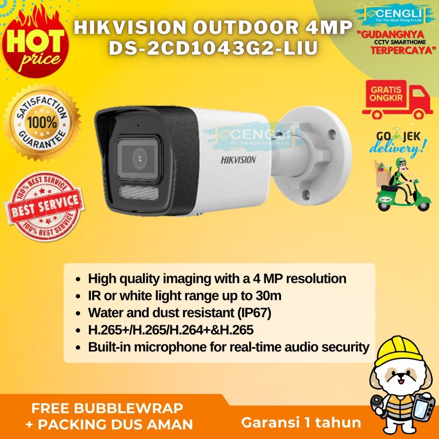 IPcam HIKVISION DS-2CD1043G0E-I 4Mp 4 Megapixel / IP CAM 4Mp Hikvision