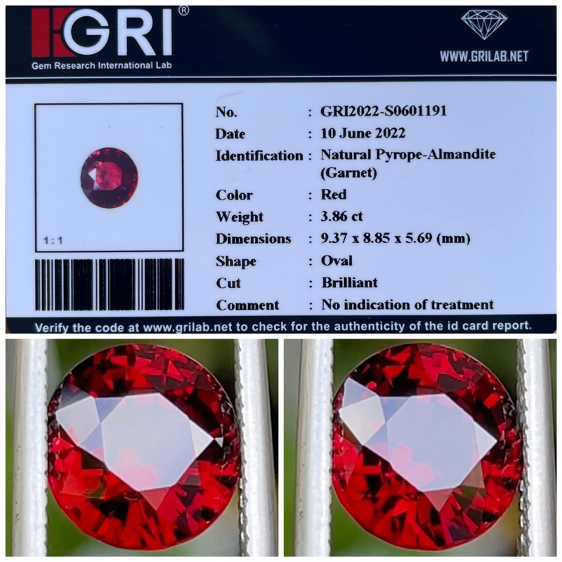 Natural Pyrope-Almandite Garnet 3.86 cts. CLEAN, TOP QUALITY