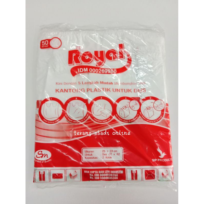 (50 pcs) Kantong Plastik Royal 25x53 / Kresek Motif Dus 22x22/ Kantong Plastik Dus Nasi 22x22 / Kres