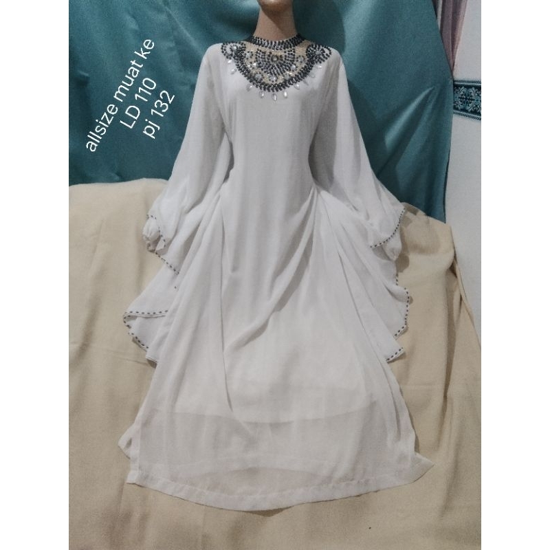 Gamis putih / midi putih / longtunik putih / tunik putih / baju haji