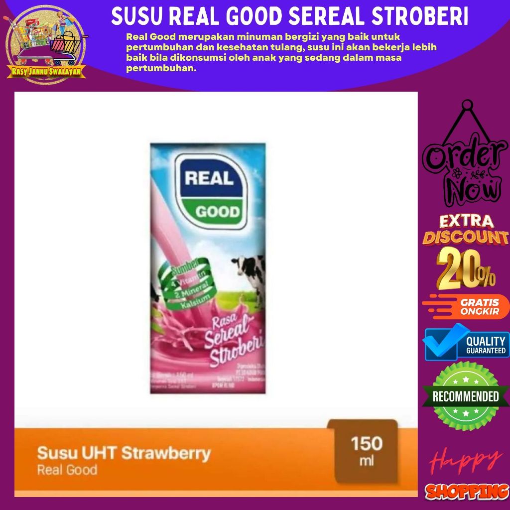 

Susu Real Good Rasa Sereal stroberi 150ml