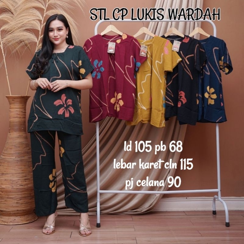 SETELAN CELANA PANJANG LUKIS  / SETELAN BAJU TIDUR BAJU SANTAI / DASTER BATIK PEKALONGAN BAHAN SANTU