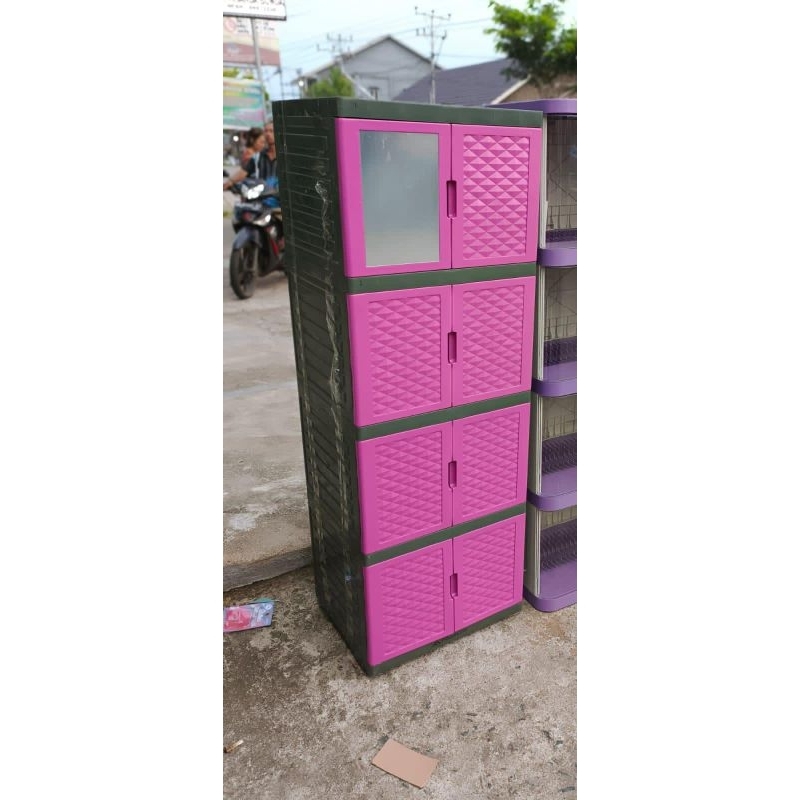 lemari plastik 4 susun + KACA