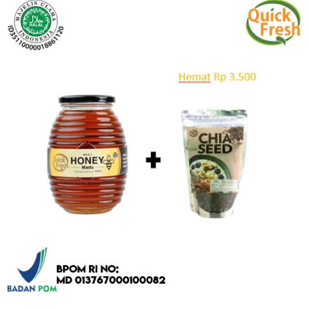 

[FREE CHIA SEED 250GR] Quick Fresh Honey / Madu 1kg Jar