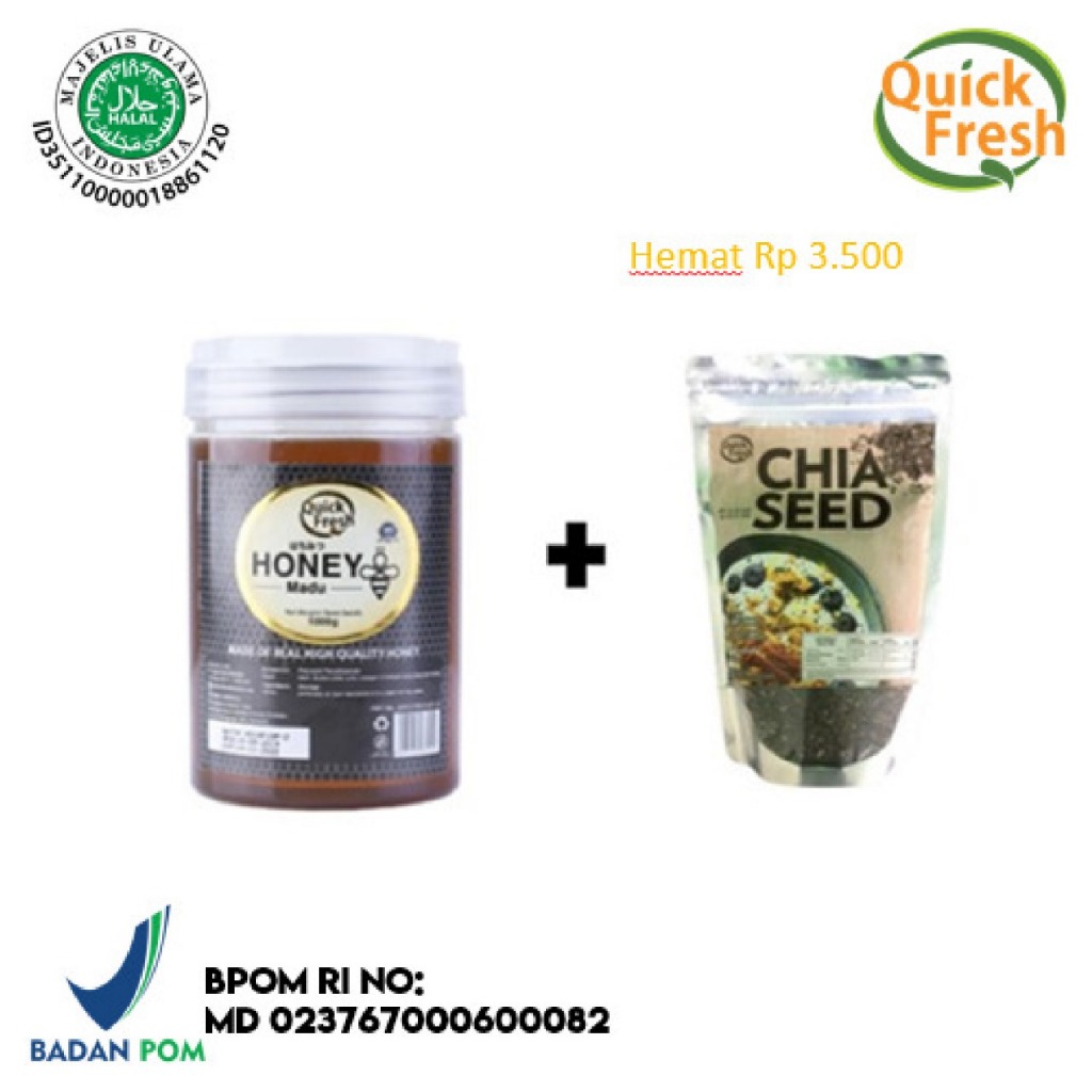 

[FREE CHIA SEED 250GR] Quick Fresh Honey / Madu 1kg Bucket