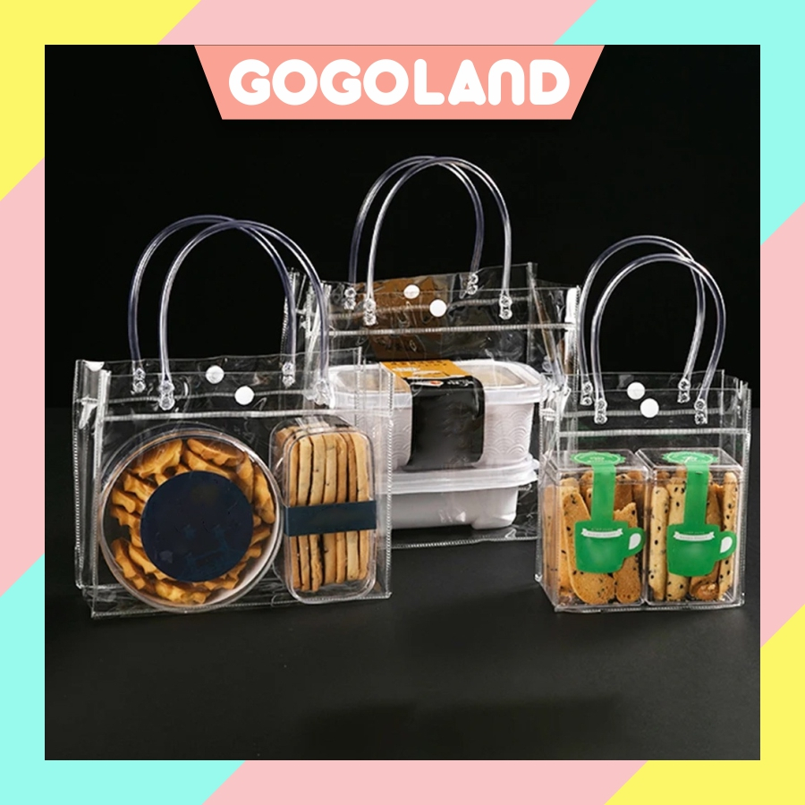 

⭐Gogoland⭐ Mika Transparant Tas Tenteng Varian size transparan hampers Kota Tebal banyak ukuran PVC Polos Goodie Bag Souvenir Gift Ulang Tahun Bening Tote Mini R1007
