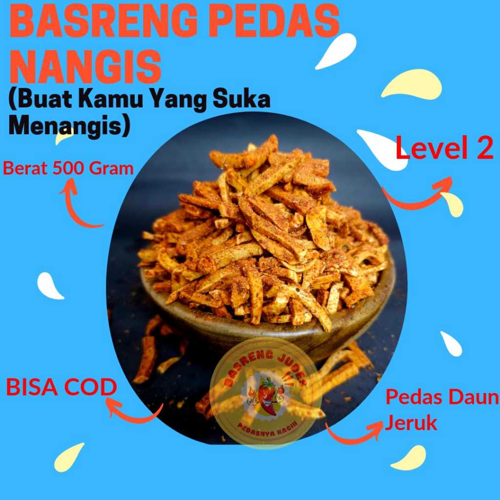 

Basreng 500 Gram Asin Ajah / Pedas Gila / Pedas Nangis / Pedas Neraka (Level 0-3)