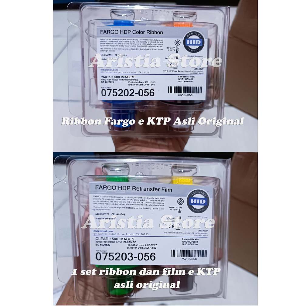 Paket 1 set Ribbon dan Film Fargo HDP5600 e-KTP HDP5000 075202-056 | 075203-056