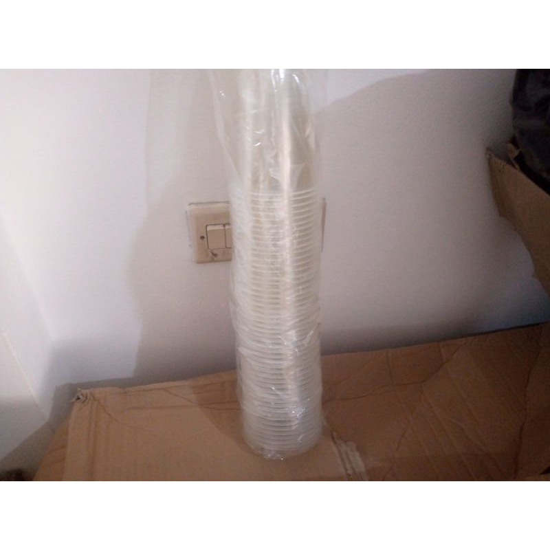 HP - Gelas Plastik Cup M-CUP 14 Oz Dan 16 Oz 7gr DATAR PP POLOS Perslop isi 50pcs