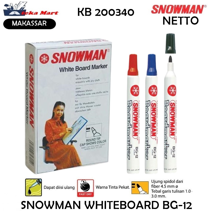

[BOX/12PCS] SNOWMAN WHITEBOARD MARKER BG-12