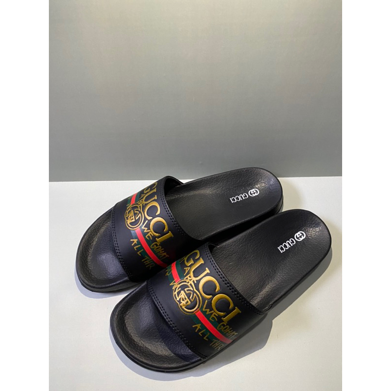 Gucci Sandal Slop hitam pria/wanita premium real pict