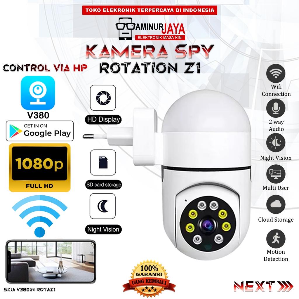 Spy IP Camera CCTV Wifi Lampu Bohlam LED Kamera Z1 Wireless APP Control V380 Pro With Night Vision M