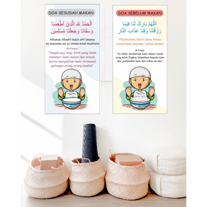 pajangan dinding anak islami doa makan dan setelah makan