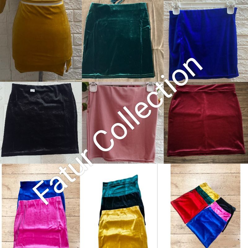 Rok Span Mini Wanita Bahan Bludru