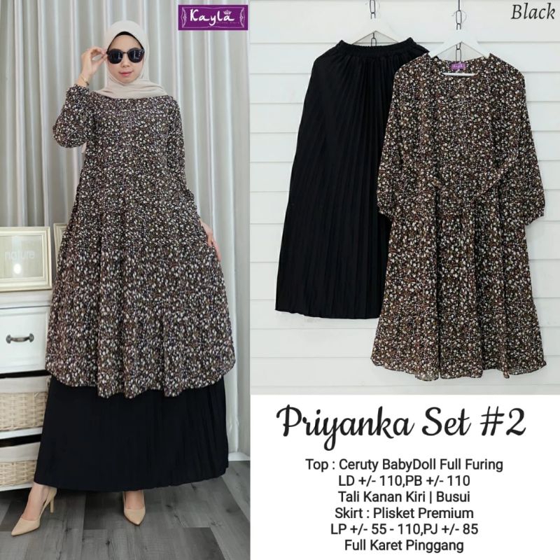 AJR - PRIYANKA SET #2 JUMBO LD 120 SETELAN WANITA TUNIK DAN ROK PLISKET WANITA TERBARU By MUMUFASHIO