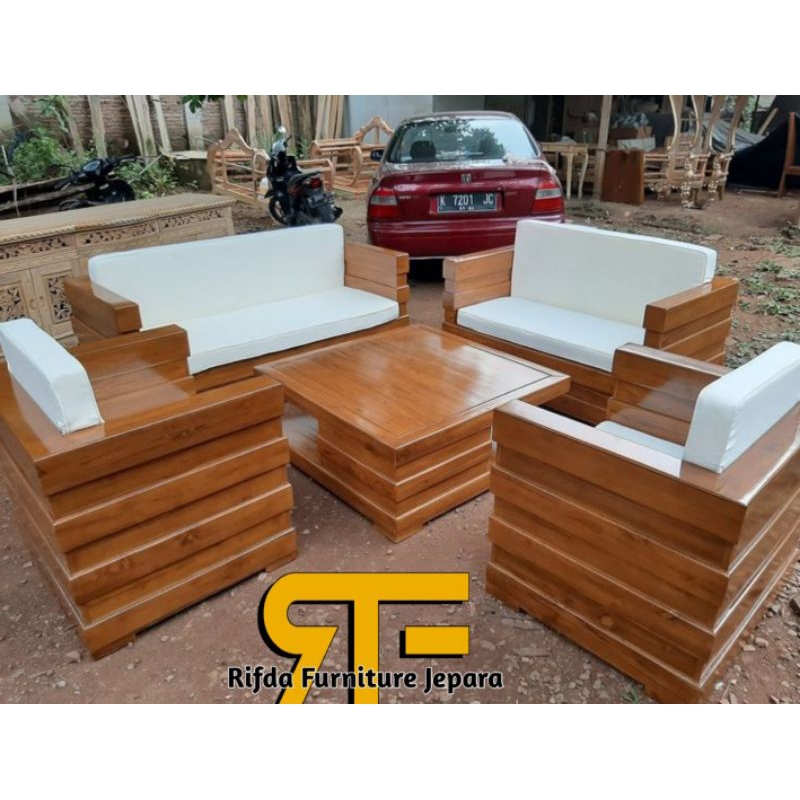 Kursi Tamu Jati Box dan Busa ( Kursi Tamu Minimalis Box Jati, Kursi Tamu Jati Kokoh )