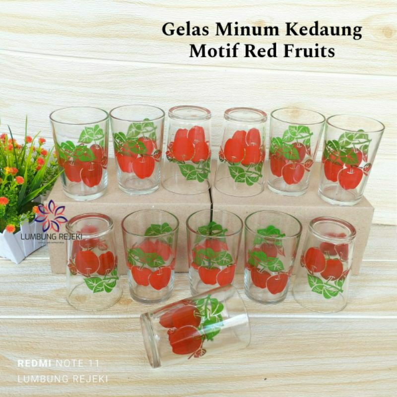 1Set Gelas Minum kaca Motif / Gelas Minum Bunga  /Gelas Minum Motif Batik / Gelas Minum Kedaung