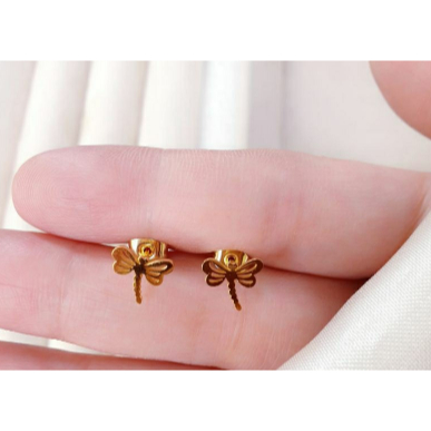 ANTING TUSUK CAPUNG FASHION TITANIUM GOLD ANTING TUSUK WANITA BINTANG DIAMOND FASHION KOREA AKSESORI