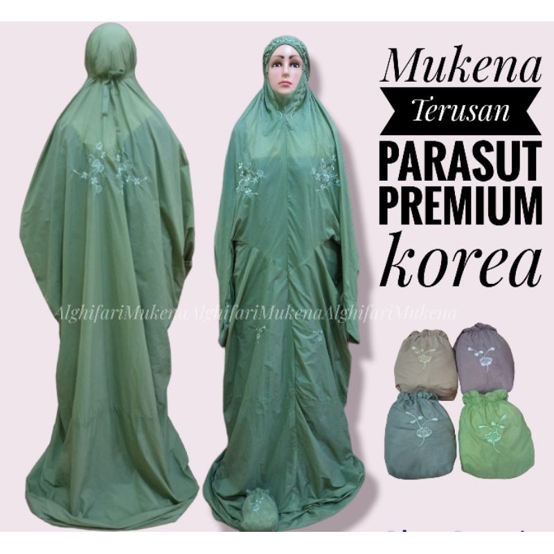 Mukena Terusan Dewasa Parasut Premium Korea. mukena travelling