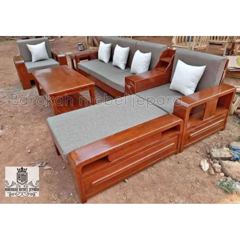 Sofa tamu kursi sudut jati / furniture / kursi ruang tamu