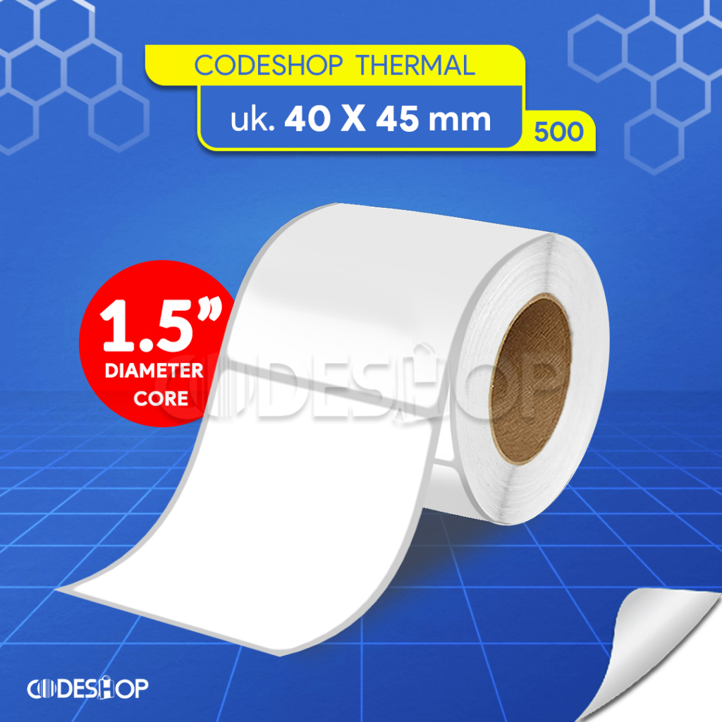 

Stiker Label Thermal 40x45mm 1 Line isi 500 Pcs Core 2" Perforasi