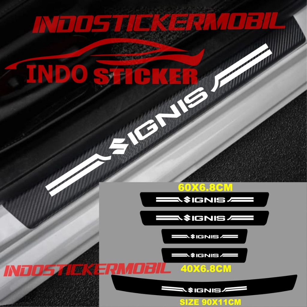 (COD) 5pcs Sticker sill plate carbon 3d mobil ignis sticker karbon 3d pelindung pijakan bumper bagas