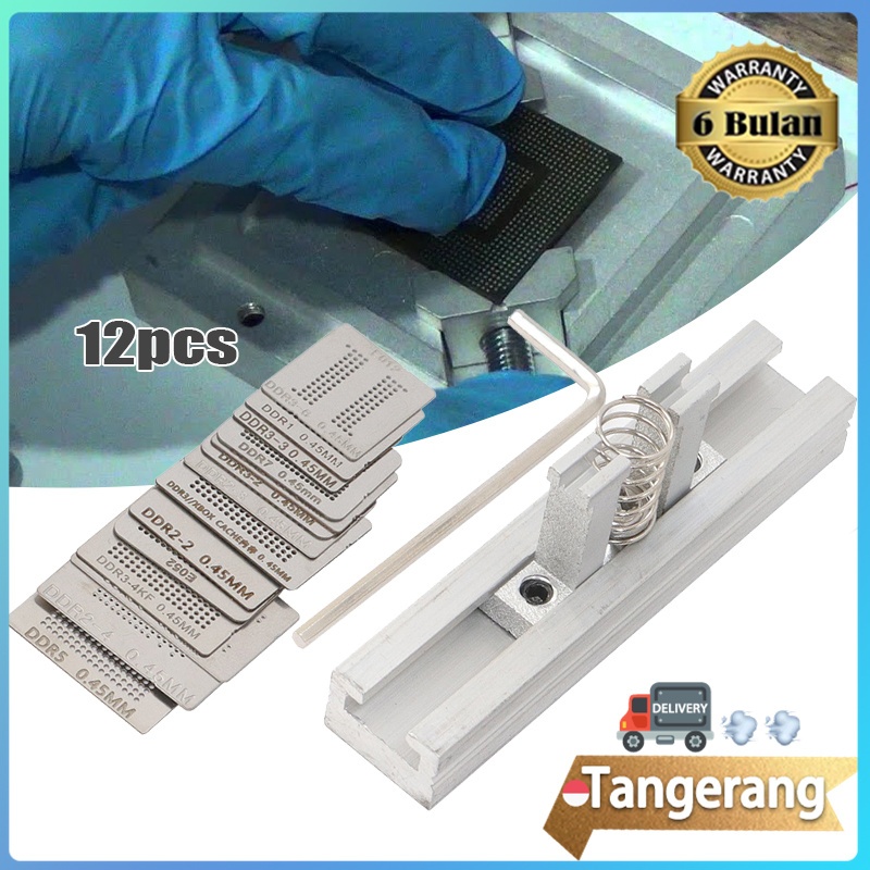 13pcs/Set BGA Reballing Station Cetakan Stensil Jig Stencil Universal Untuk DDR1 DDR2 DDR3