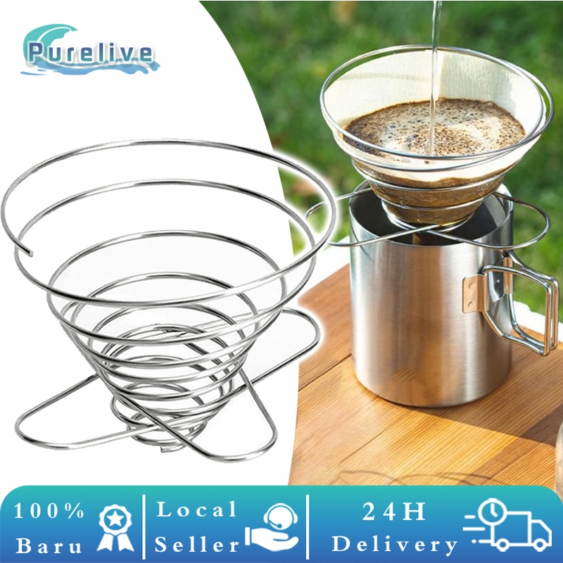 Coffee Dripper Spring Filter Folding Stainless Steel Reusable Coffee Cone Filter Portable