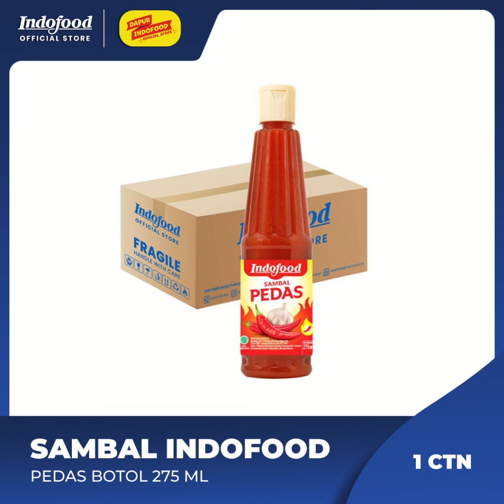 

1 ctn - Sambal Indofood Pedas Botol 275 ml