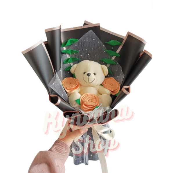 buket bunga beruang aesthetic untuk kado spesial harga murah madiun