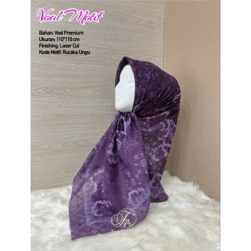 HIJAB SEGI EMPAT VOAL MOTIF OLLIIN UNGU KERUDUNG JILBAB MURAH
